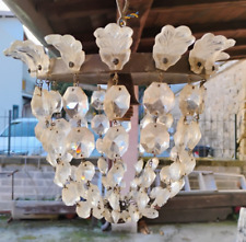 VECCHIO LAMPADARIO OTTONE E GOCCE VETRO MURANO una luce - raro