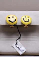 MOSCHINO ORECCHINI VINTAGE RESINA FATTI A MANO CHIUSURA CLIP IRREGOLARI NUOVI