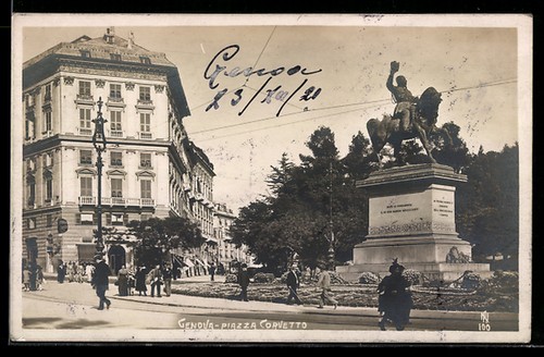 Cartolina genova piazza - cartolina, genova,