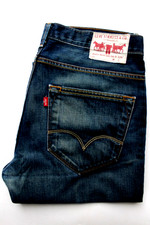 Jeans Levi's 506 gamba dritta uomo W34 L30 blu scuro raro fuori produzione LEVJ274