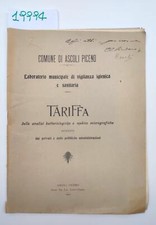 Ascoli Piceno Laboratorio municipale di vigilanza tariffe delle analisi 1905