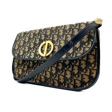Borsa a tracolla Christian Dior Trotter tela pelle oro navy vintage autentica