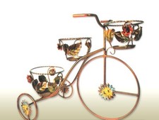 TRICICLO Portafiori Portavaso Portapiante BICICLETTA in ferro a 3 posti medio