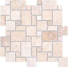 Pietra Naturale Piastrelle Mosaico Terrazza Travertino Beige Opaco Parete