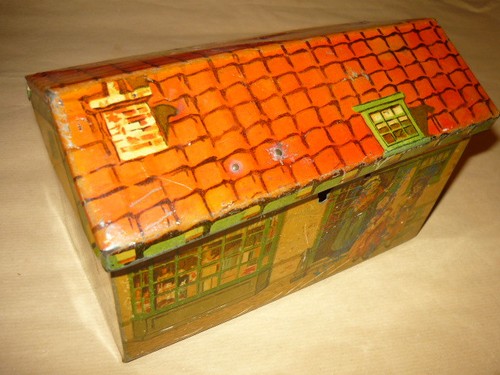 Scatola latta forma casetta - latta,