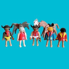 Playmobil Far West – Lot 5 Indiens + Chef Coiffe + 2 Chevaux – Western Vintage