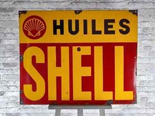 Insegna smaltata SHELL HUILES