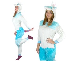 Pigiama intero felpato UNISEX Cosplay B1840 UNICORNO dalla XS alla XXL Azzurro