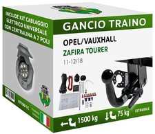 Gancio Orizzontale Estraibile Opel ZAFIRA TOURER SW Metano 11-18 Centralina 7P