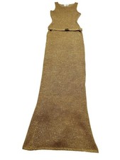 Abito con cintura Asta Resort Natalia in paillettes oro