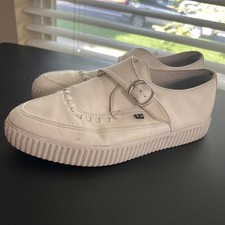 Mocassino a punta TUK Creepers in pelle bianca vegan vintage taglia 7