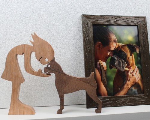 Statua cane bambina boxer - bambina,