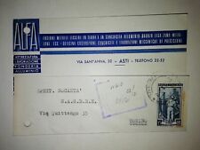 ASTI - DITTA ALFA - FUSIONE METALLI - CARTOLINA D'EPOCA COMMERCIALE 1952