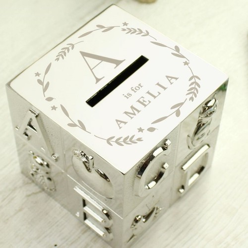 Personalized silver abc block - abc,