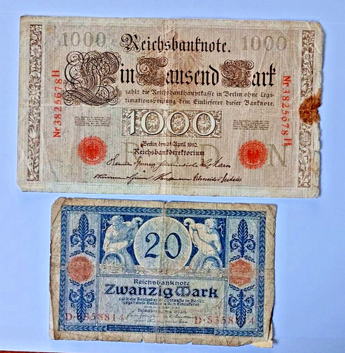 Germania 2 banconota da - germania, n.