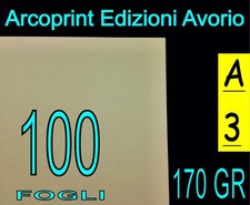 100 FOGLI CARTONCINO AVORIO  x STAMPANTE LASER E INKJET A3 170gr.