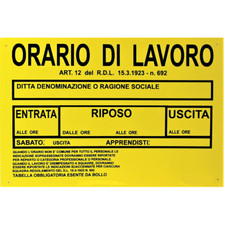 6x Cartello Orario di Lavoro