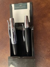 FABER CASTELL Coppia Penna Stilografica + Portamine mod. E-Motion Chrome nere