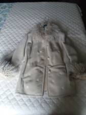 Montone bianco con  maniche e collo in mongolia tg 44