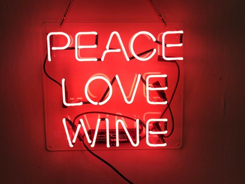 Peace love wine lampada - wine, al