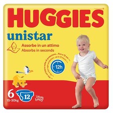 HUGGIES UNISTAR EXTRALARGE PANNOLINI 15/30 KG N.6 NEONATO 12PZ
