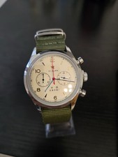 Gabbiano 1963 Cronografo Quarzo 42mm Riso Quadrante Bianco Verde Cinturino NATO
