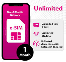 T-Mobile prepagata ESIM solo $15, $25, $35, $50, $60 conversazione illimitata, testo, dati 30 giorni
