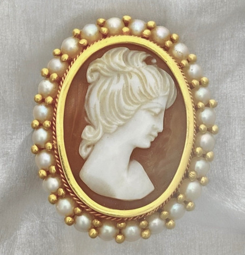001 spilla cammeo - oro, 18