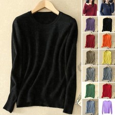 Maglione da donna in cashmere e lana lavorato a maglia con collo rotondo caldo