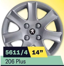 SET Kit serie 4 copricerchi coppe ruota 14" per Peugeot 206 Plus cod 5611/4
