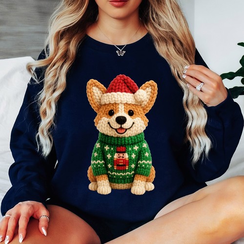 Felpa donna natalizia corgi - da,