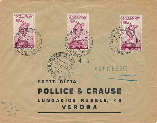 Italia 1961 busta espresso - italia,
