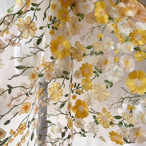 Tessuto pizzo giallo vivace - giallo,
