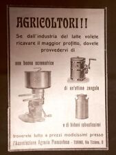 Pubblicità dei primi del 900 Scrematrice, zangola e bidoni per latte AAP Torino