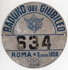 F. M. I. - Targa RADUNO del GIUBILEO - C.O.N.I. - FMI - CONI - Roma -  Anno 1950