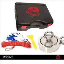 EMPOTEC KIT MAGNETE F300x2 600KG RECUPERO METALLI PESCA METAL DETECTOR CALAMITA