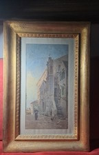 Quadro Antico.Acquerello su carta,cm 23x45,in bella cornice dorata cm 45x67;'800