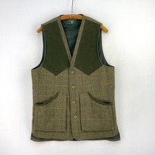 Gilet sportivo Bob Parratt tweed da tiro uomo grande verde check gilet