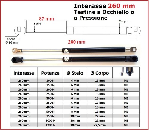 Pistone gas interasse 260 mm - a,