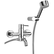 Miscelatore monocomando vasca esterno con doccetta flessibile e supporto doccia 