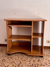 Mobiletto Computer Con Ruote Marrone Chiaro Anni 90 Senza Marca