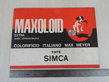 CATALOGO COLORI ORIGINALE MAX MEYER SIMCA ANCHE 1000 COUPE'