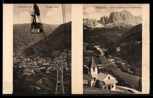 Cartolina bolzano teleferica - bolzano,,