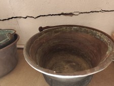  Pentola in rame antica con manici vecchio Paiolo Casseruola catino d'epoca di