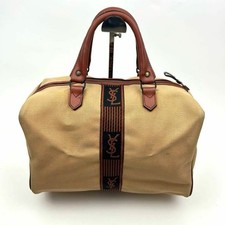 Borsa vintage Yve Saint Laurent tela mini Boston YSL cammello H19 x L31 cm