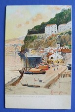 1900ca Sorrento - Marina Grande e case di pescatori (Napoli) - ill. Ricciardi