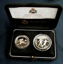 1994 SAN MARINO 2 monete argento 500 e 1000 £ UNC/PROOF campionato di calcio USA