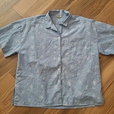 Camicia denim vintage donna taglia 2XL cotone floreale bottoni Cottagecore anni 90 