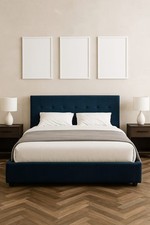 LETTO MATRIMONIALE MOD. LIMBO in VELLUTO BLU