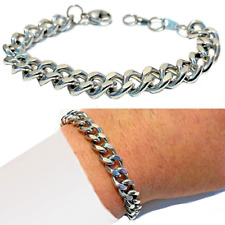 Bracciale catena in acciaio inox da uomo braccialetto maglia cubana largo 7mm a